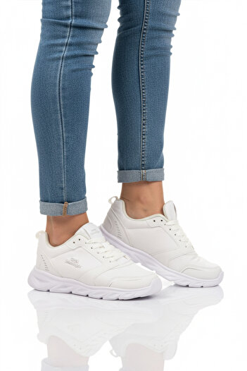 Slazenger White Lightweight Flexible Lace-Up Leather Unisex Sports Shoes Epic g