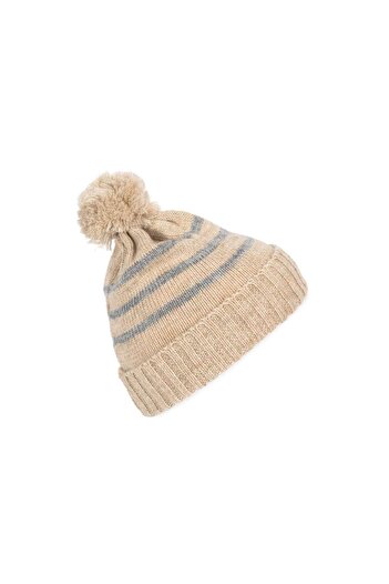 Unbranded/Generic Knitted hat with stripes made of recycled yarn, medium thickness