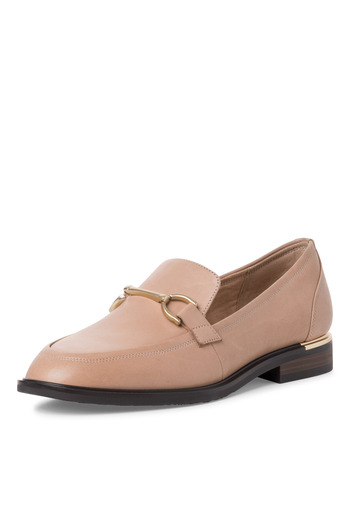 Tamaris mocasini bej cu accesoriu auriu