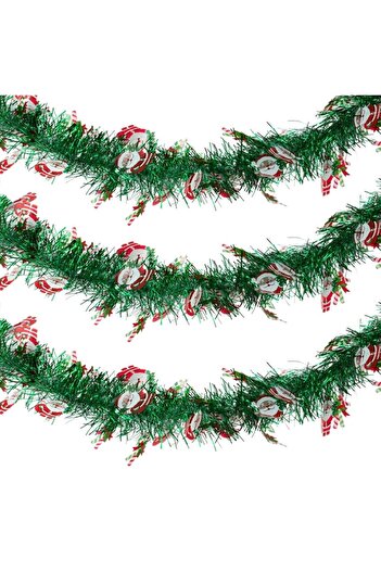 SHOPIENS Decorative Christmas Tinsel, Santa Claus Design, 3m x 10cm, Multicolor
