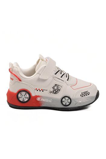 Cool White Velcro Lightweight Boys' Sports Shoes Racing P