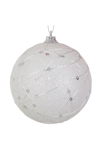 SHOPIENS Set of Christmas baubles, white, 6 cm, 6 pieces
