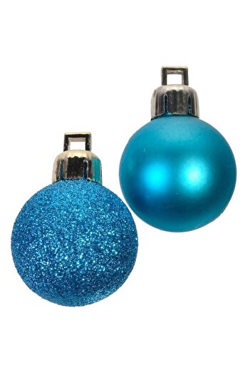 SHOPIENS Christmas Bauble Set - Glitter Matte, Turquoise, 3 cm, 20 Pieces