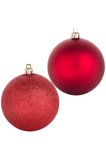 SHOPIENS Christmas Bauble Set, 7cm, Red, Plastic, 12 Pieces