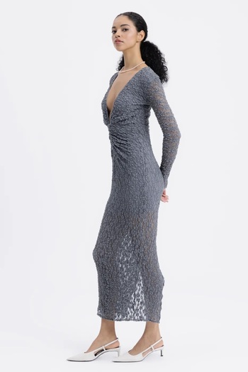 EsEs Boutique GRİ DANTEL MAKSİ ELBİSE