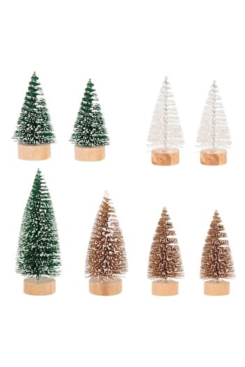 SHOPIENS Set of 8 Decorative Christmas Trees, Glitter, 4 Sizes, Green/White/Gold