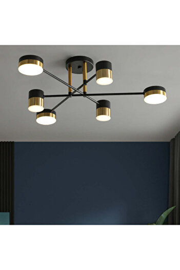 OEM Anya 72 W LED Chandelier With Remote Control, Dimmable, Black, Gold, 61x61x20 Cm