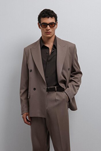 Antioch Mink Relax Fit Double Breasted Men's Blazer Jacket