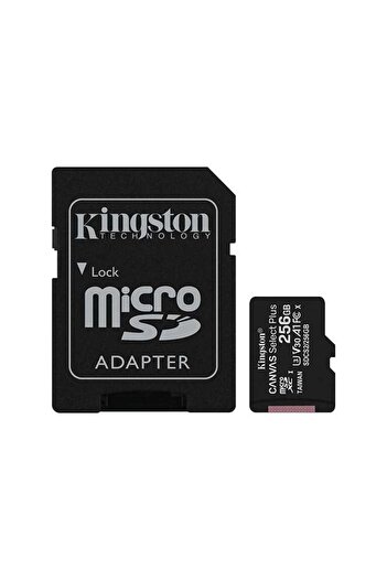 Kingston بطاقة microSDXC Canvas Select Plus 100R A1 C10 بسعة 256 جيجابايت مع محول