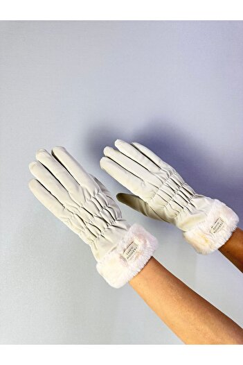 Gönülden Tasarım Fur Inside, Shiny Touchscreen-Friendly, Elastic Women's Gloves