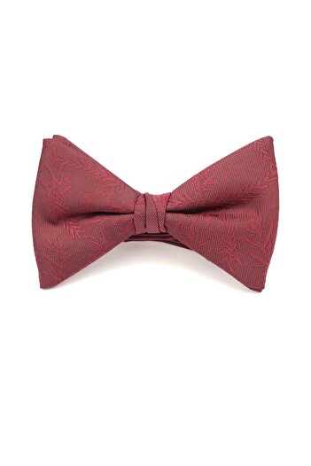 6AM Ceremony Burgundy silk pre-tied bow tie with subtle floral pattern