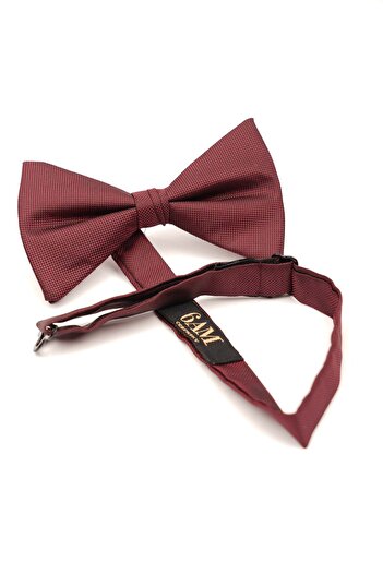 6AM Ceremony Burgundy pre-tied bow tie with micro-square silk texture