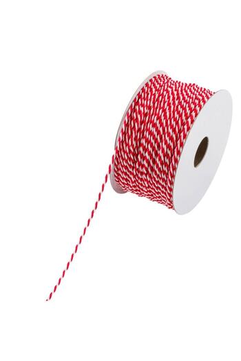 SHOPIENS Christmas Tree Decoration Ribbon, Twisted Cord, 20cm, Red/White, Polyester