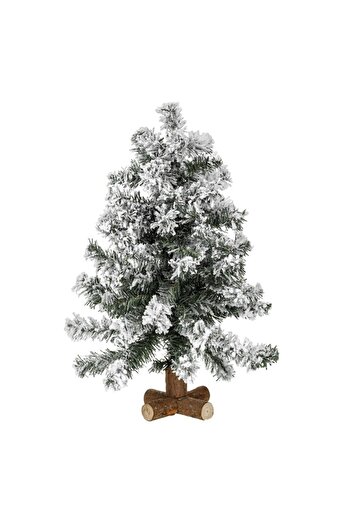 SHOPIENS Decorative Christmas Tree for Table, 70 Branches, Wooden Base, Green, 60 cm