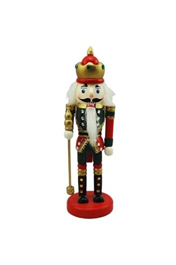 ANTBRO ® Christmas decoration wooden king with red/green uniform and gold details, 20cm