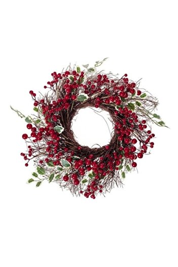 ANTBRO ® decorative Christmas wreath with mistletoe and berries, 45cm