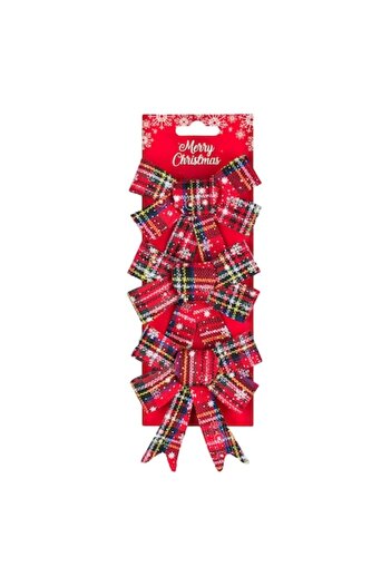 ANTBRO Christmas tree ornaments, red checked, South Perfect Decor, 3 pcs, 12x13 cm