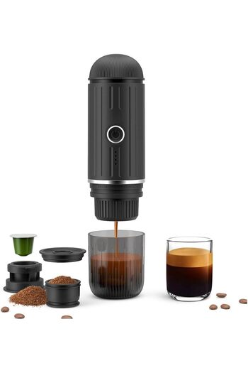 Generic Portable Espresso Machine, 12V Rechargeable, Compatible with Nespresso & Ground Coffee