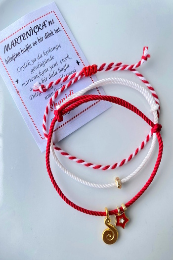 Shepidi 3-Piece Red and White Gold Object Marteniçka Lucky Bracelet