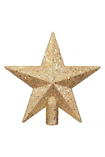 ANTBRO Christmas Tree Topper - Golden Star with Colored Glitter, 22 cm
