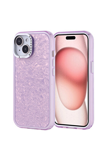 ZM STORE Apple iPhone 15 Compatible Case Stone Design Shiny Sparkling Door Cover