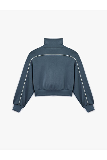 Koton Stand Collar Viscose Blend Ribbed Zippered Comfortable Fit Sports Sweatshirt
