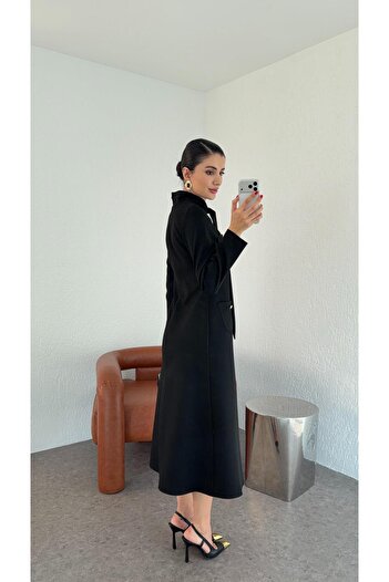 HAZELANNA Black Dress with Scarf
