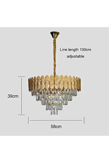 HAMER Luxury crystal chandelier, modern gold chandelier, 60 cm, contemporary shape