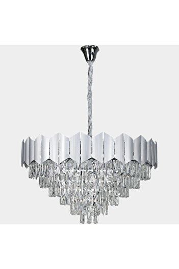 HAMER Luxury Crystal Chandelier, Modern Silver Chandelier, 80cm