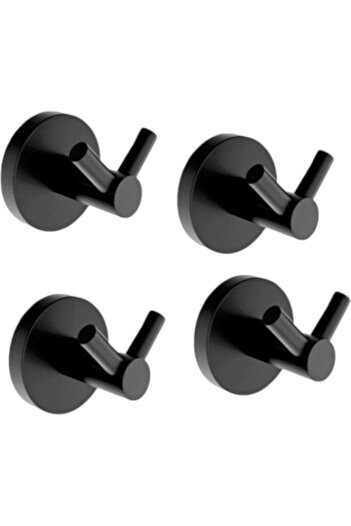 Zethome Robe Hook Black V Robe Hook Stainless Steel Wall Mounted 4-Piece Bathroom Towel Rack Set