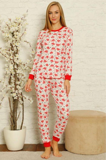 embody Women's cotton pyjamas, Christmas motif, cosy red/white 2026