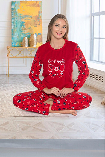 embody Lady's cocolino pyjamas, Christmas gift print, red 311