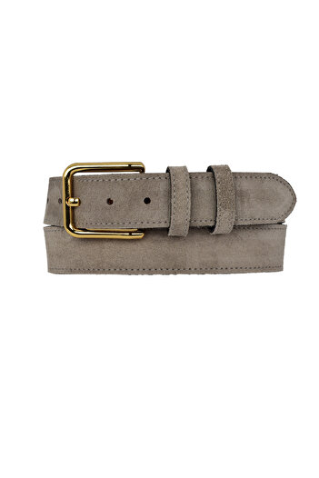 GoDeri 100% Genuine Leather, 4 cm Gray Suede Women's Belt with Gold Buckle; Jeans, Sports Belt=Suede.76.Grey