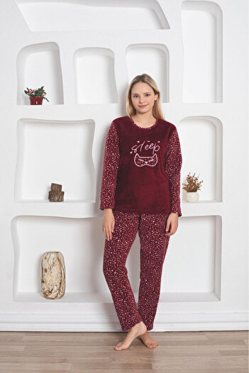 embody Lady's cocolino pyjamas, sleep print, burgundy