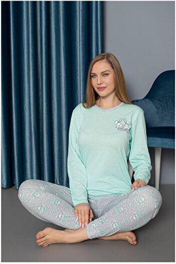 embody Women's cotton pyjamas, comfortable, with print, vernil 820