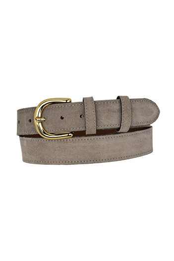 GoDeri 100% Genuine Leather, 4 cm Gray Suede Women's Belt with Gold Buckle; Jeans, Sports Belt=Suede.26.Grey
