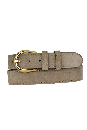 GoDeri 100% Genuine Leather, Gold Buckle 4 cm Suede Light Milk Brown Women's Belt; Jeans, Sports Belt=Sü.70.Açk.St.
