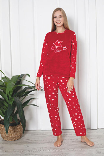 embody Lady's cocolino pyjamas, sleep stars print, red
