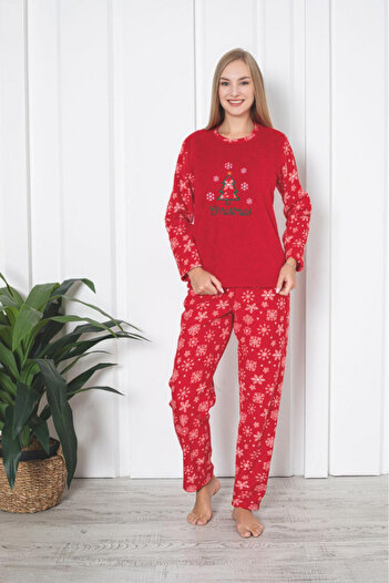 embody Women's cocolino pyjamas, Christmas print. Red