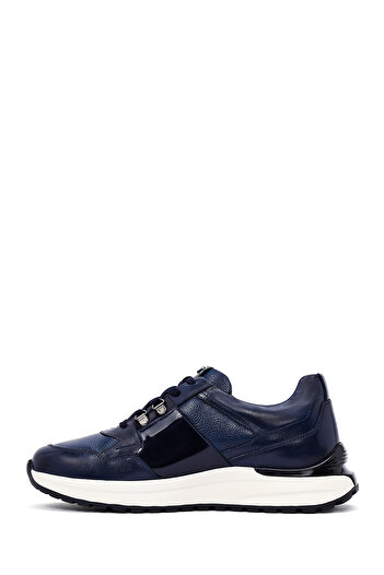 Derimod Men's Navy Blue Lace-Up Thick Soled Leather Casual Sneaker 25Wfd600614
