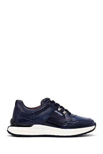 Derimod Men's Navy Blue Lace-Up Thick Soled Leather Casual Sneaker 25Wfd600614