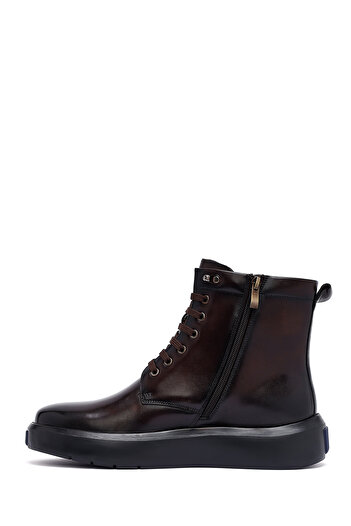Derimod Men's Brown Zippered Thick Soled Leather Boots 25Wfd695418