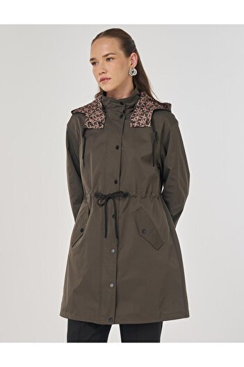 Kayra Waist Drawstring Trench Coat Khaki
