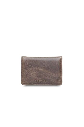 GUARD Antique Brown Mini Size Genuine Leather Card Holder Business Card Case with Magnet and Lid - Grd251018Wt
