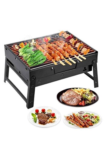 Generic Foldable Charcoal BBQ Grill with Stand – RF10358, Portable Tabletop Barbecue Grill & Smoke
