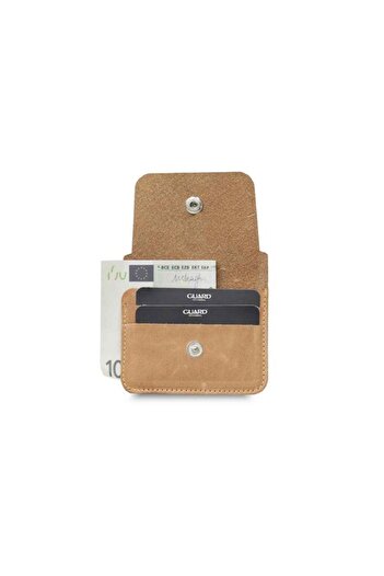 GUARD Genuine Leather Snap Closure Mini Size Crazy Yellow Tan Credit Card Holder - Grd251018Wt806