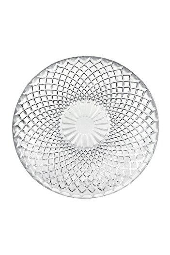 SHOPIENS Dessert Plate, Diamond Pattern, Transparent Glass, 15 cm Diameter
