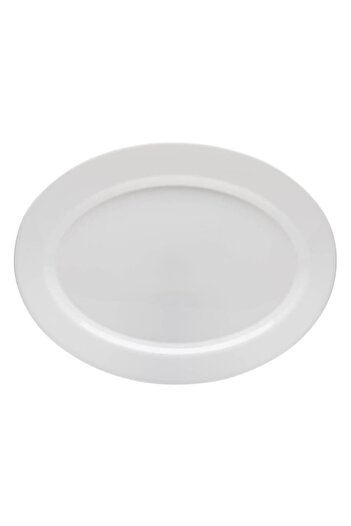 SHOPIENS Oval Opal Platter, White, 35.5x26.5 cm