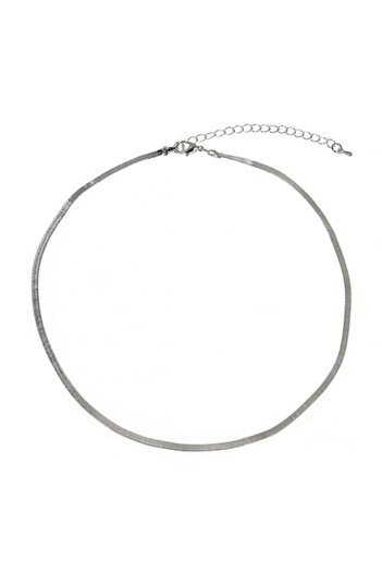SHOPIENS Colier de damă, Limbajul bijuteriilor, Lanț plat, Culoare argintie