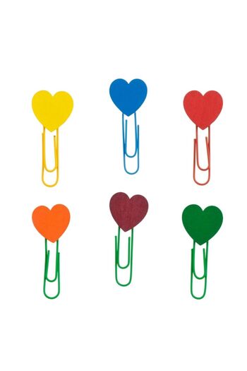 SHOPIENS Metal Clips, Heart Design, Set of 6, Multicolor, 6.5 cm